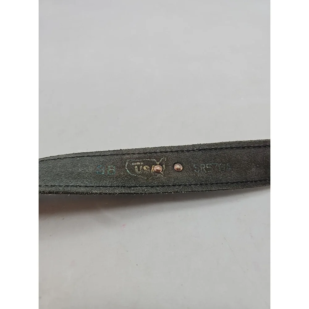 VTG SW BLACK LEATHER  BELT  W/CONCHOS Turtle Eagle‎ Buffal  STERLING   SZ 38 USA